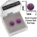 E088V Sparkling 8mm Crystal Cluster Ball Earrings - Violet